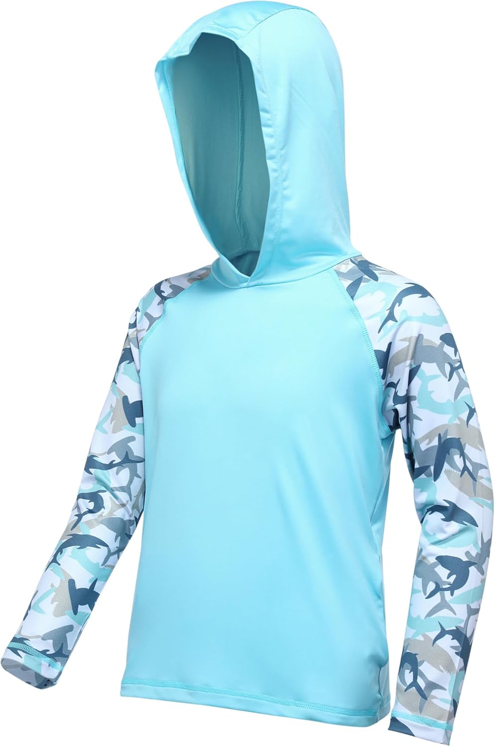 Skiennix Boys Rash Guard Swim Hoodie - UPF 50+ UV Sun Protection Long Sleeve Fishing Shirt | Youth SPF Water Shirt