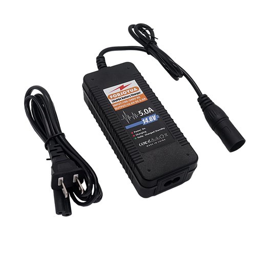 FORJOYUA 14.6V 5A LiFePO4 Scooter Battery Charger for 4S 12.8V LiFePO4 Battery Pack with 3P-XLR 1+2 Connector
