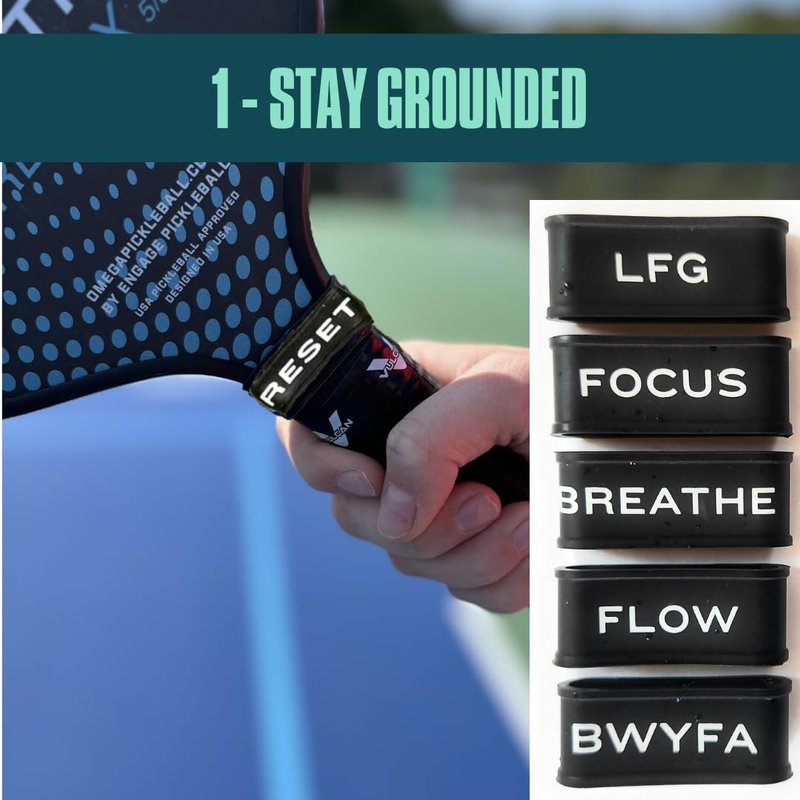 Mindful Performance Innovations 5 Pieces - Reset Bands - Grip Bands for Pickleball Paddles, Tennis Rackets, and Hockey/Lacrosse Sticks + Video Course to Master Mental Resilience - 5 Pieces - Focus