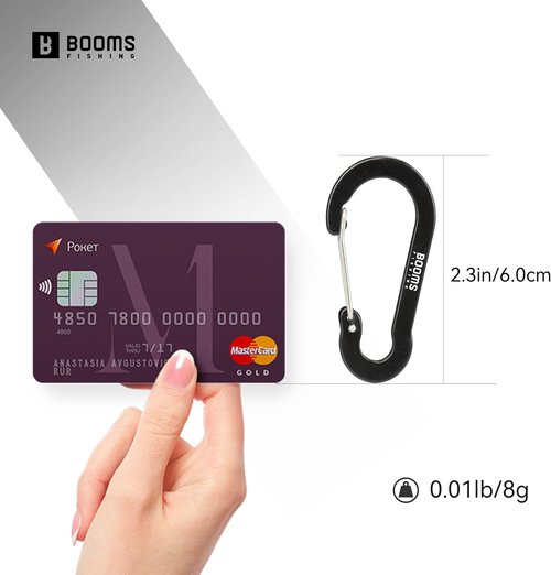 Booms Fishing Carabiner Clips - Multi-Use Aluminum D-Ring, 10 Pack, 2.3"/3.1" Size