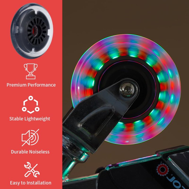 100mm LED Light Up Flashing Scooter Wheel, Pack of 2 with bearings