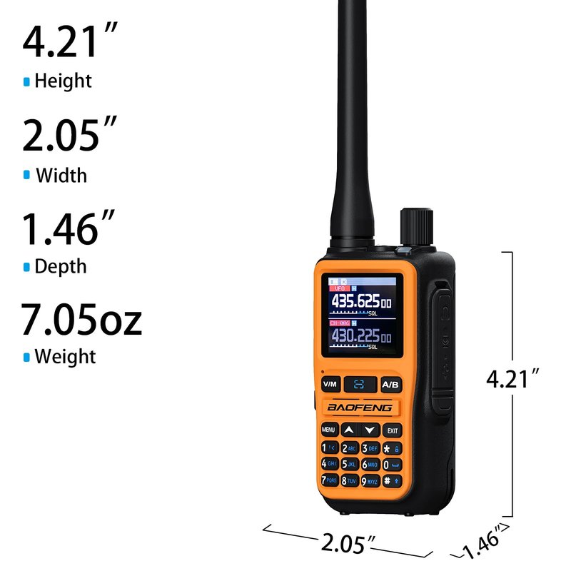 BAOFENG uv-5r mini Ham Radio,uv5r mini Handheld App Programming Walkie Talkies with 5W Power,Copy Frequency,999 Channels,USB-C Charging (Orange-2PACK)