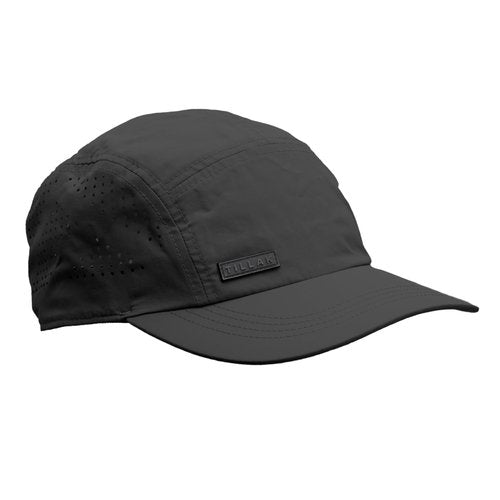 Tillak Vista Hat, Lightweight Nylon 5 Panel Cap with Snap Closure and Laser-Cut Ventilation (Black)