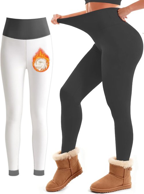 Laite Hebe Fleece Lined Leggings for Women - High Waisted Thermal Yoga Pants for Winter Workouts