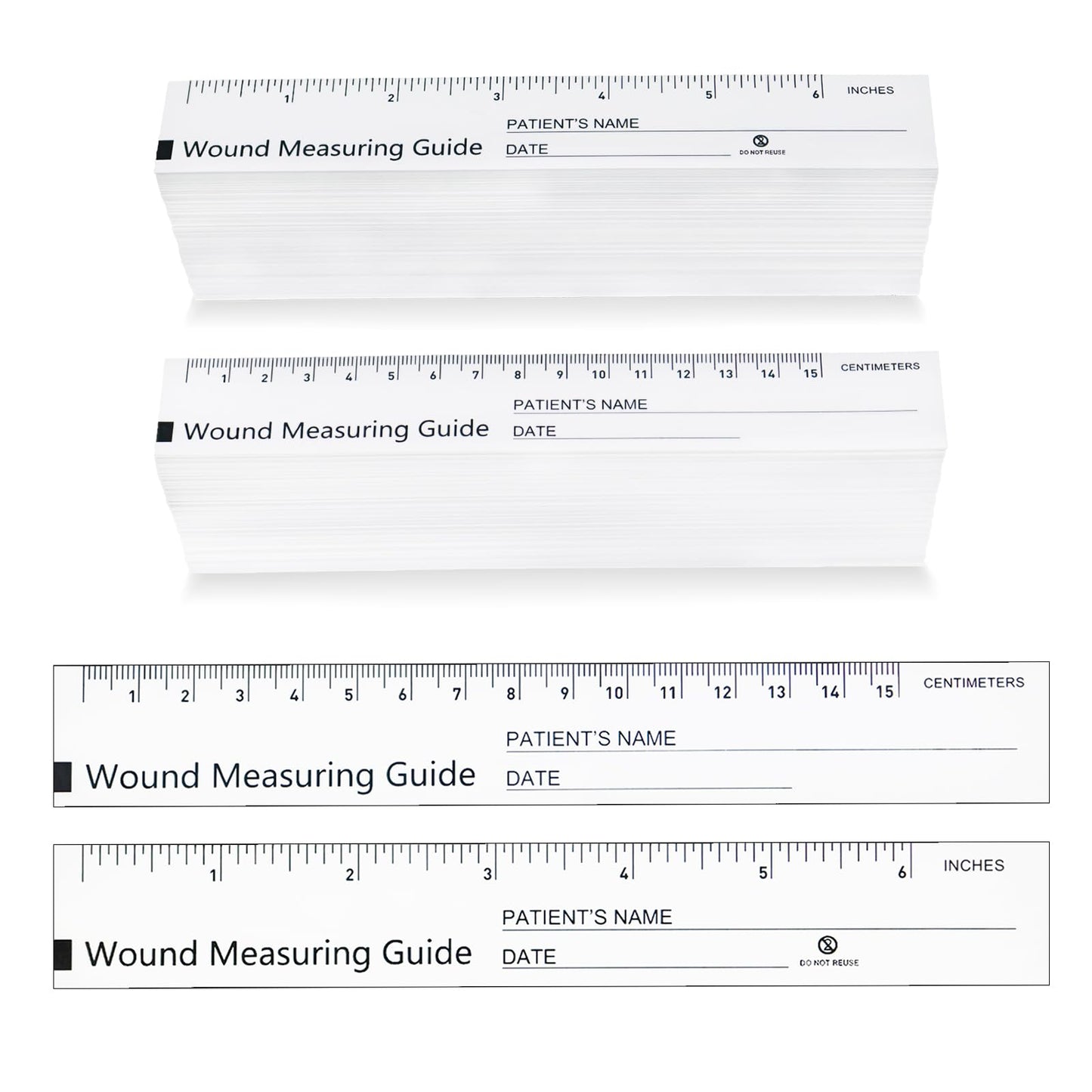 Mevlshcey 100 Pcs Wound Measuring Tape 6 Inch Wound Ruler Double Sided Disposable Paper Tape Measure Paper Guide Ruler Measurement Tools for Nurses