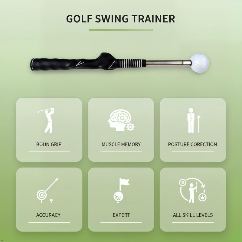 Vmeoap Retractable Golf Swing Trainer with Click Sound, Posture Correction Arm Band & Grip Trainer for Right-Handed, Portable Indoor Outdoor Golf Training Aid for Swing Tempo, Speed & Mechanics