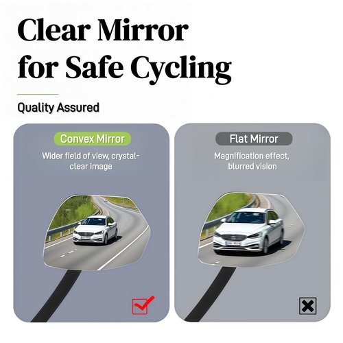 Goucrro Bike Bell with Mirrors: 360° Adjustable Safety Bicycle Rear View Mirror, Copper Bicycle Bell, Universal Fit for MTB/Rode Bike Handlebars, Bike Accessories (Black-Left)