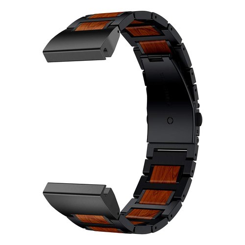 LDFAS Fenix 8/7X/6X/5X Plus Band, Natural Wood Red Sandalwood Stainless Steel Metal Watch Band, 26mm Quick Release Easy Fit Strap Compatible for Garmin Fenix 7X/6X Pro/5X/5X Plus/3HR/Descent Mk2 Bands