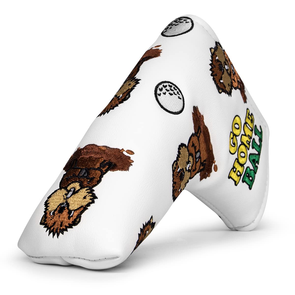 Barudan Golf Putter Head Cover Magnetic Blade Putter Cover Headcover Gopher Headcover Golf Gift for Husband or Dad (White)