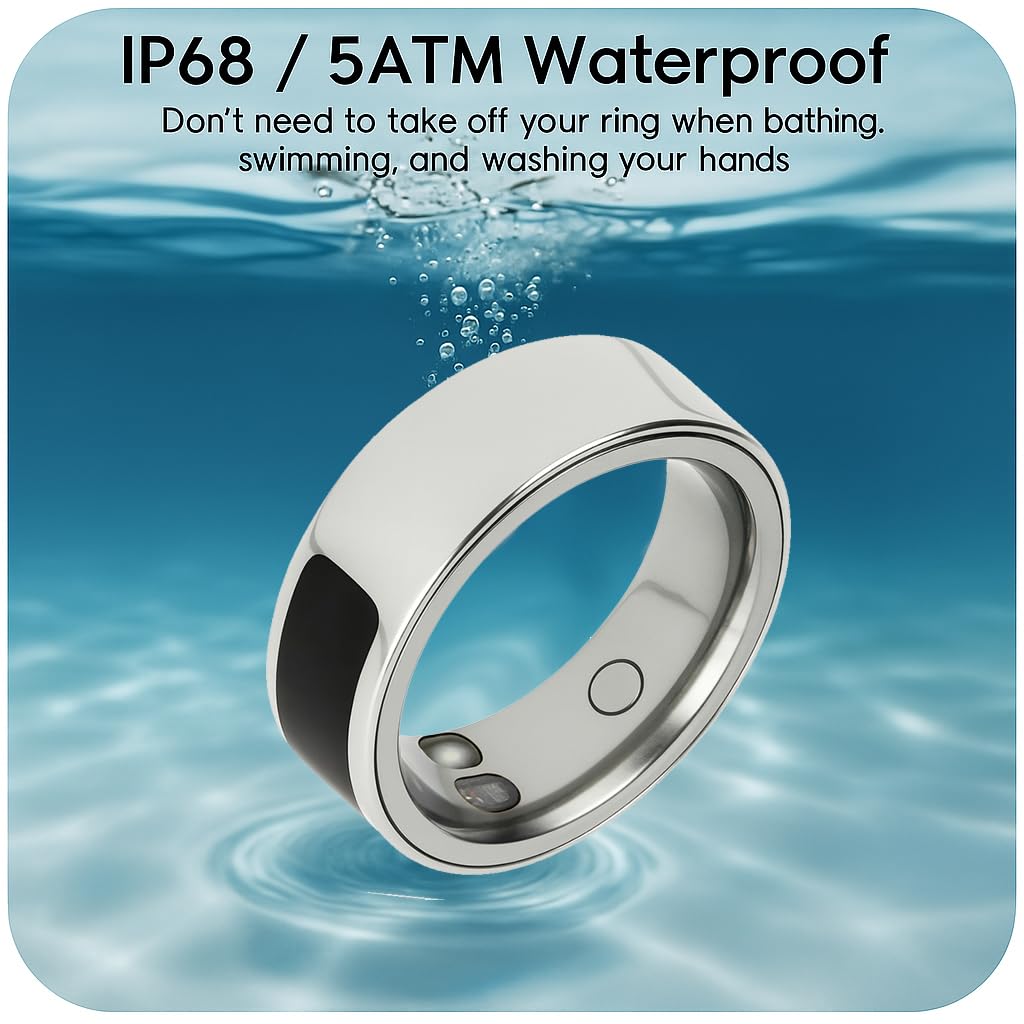 BlissfulTails Gen 2 Pro Smart Ring for Men Women: Health, Fitness & Sleep Monitor, SOS, Touch Control, Heart Rate, Vibration, Waterproof, iOS Android, Gift (Silver, Size 9)