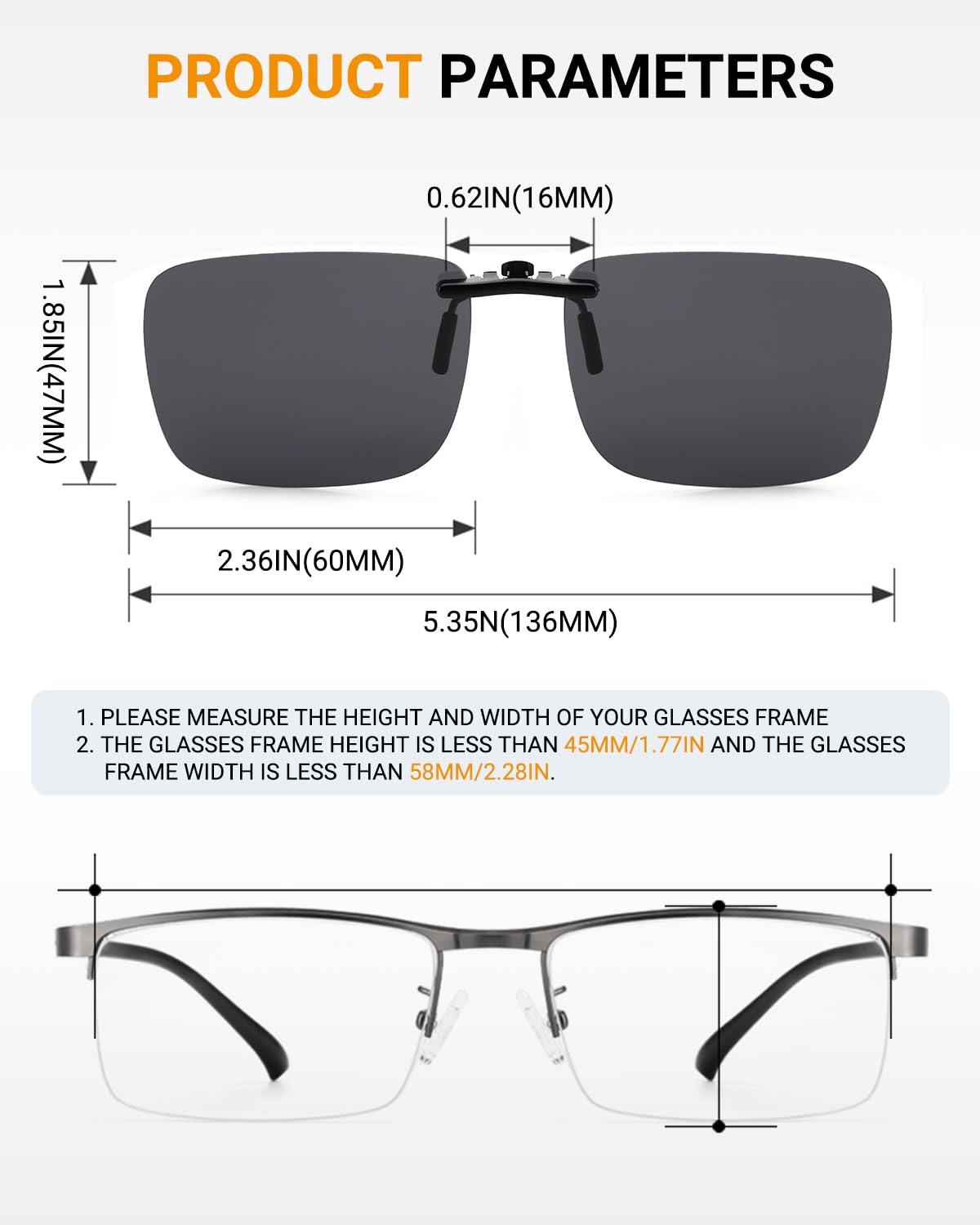 LUFF Polarized Clip on Sunglasses for women and men,sunglasses clip for car visor,UV400 Outdoor/Driving/Fishing(Black)