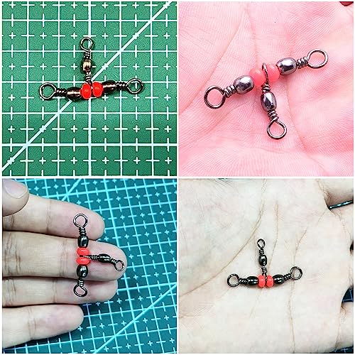 50 Pack Fishing Three Way Swivels - Copper Tackle Connectors