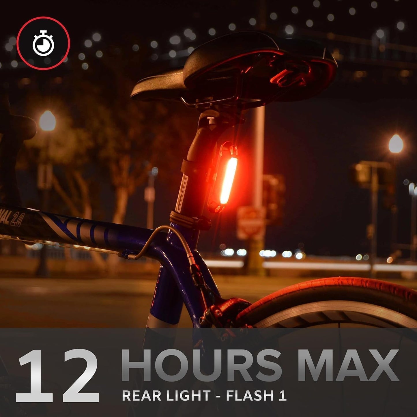 LINE-120 Front & Rear Bike or Skateboard Lights – USB Rechargeable LED Headlight & Taillight Set – Accessories for Bicycle, Longboard & Skateboard Safety (Front/USB-C)
