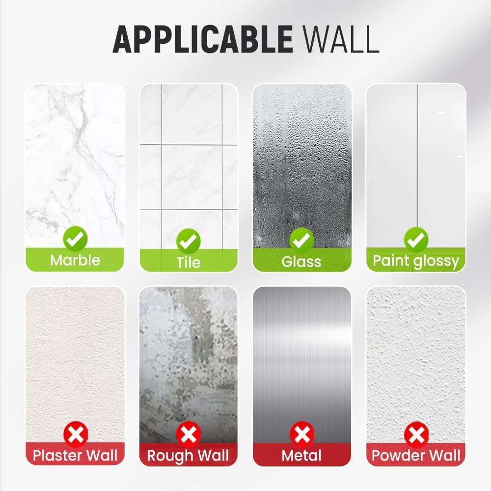 Luxe No-Drill Hooks, Suction Cup Hooks for Wreaths on Glass, 2025 New No Drill Suction Cup Hook for Shower Hanging Towels, Wreath Hanger Holder for Glass Door Bathroom Mirrors (Silver)