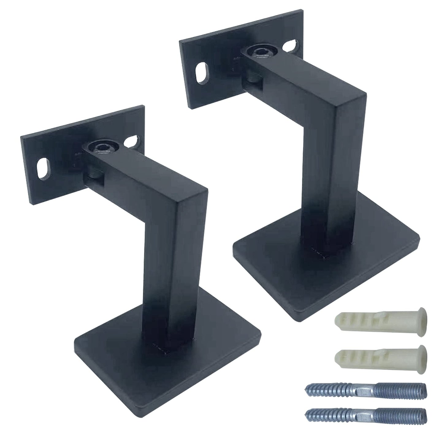 LANGLIER Handrail Brackets for Adjustable Staircase Stair Railing Brackets with Screws (Plane, Black)