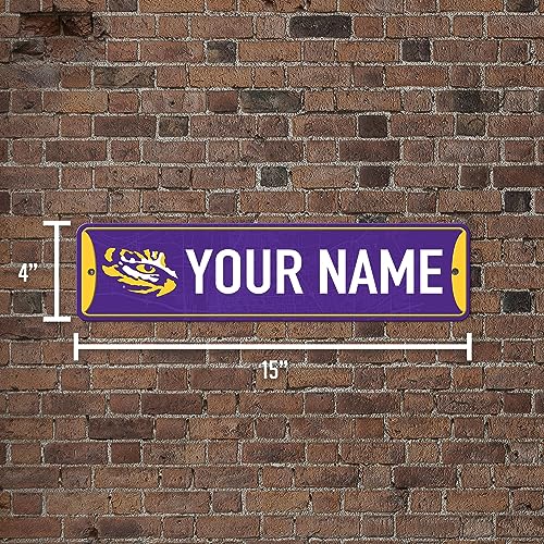 Personalized Metal Street Sign - LSU Tigers - 4" x 15"