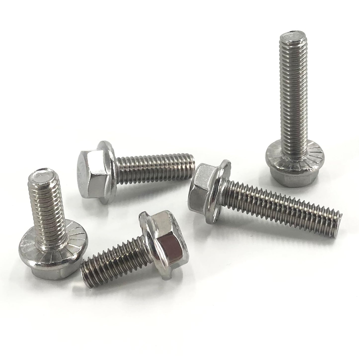 QSJ 50PCS Flanged Hex Head Bolts Set M6 Flange Hexagon Screws 304 Stainless Steel