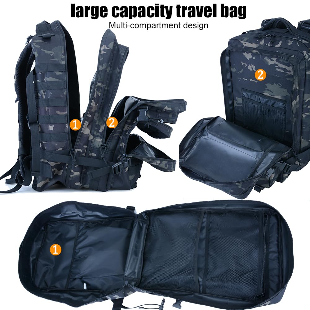 Createy 45L Military Tactical Backpack Large 3 Day Assault Pack Molle Bag Rucksack Bug Out Bag for Camping Hunting Hiking