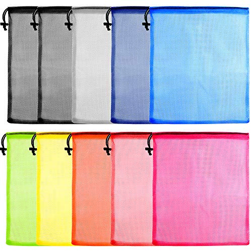 KUUQA 10 Pack Colorful Mesh Drawstring Bags 13x15.5 Inches