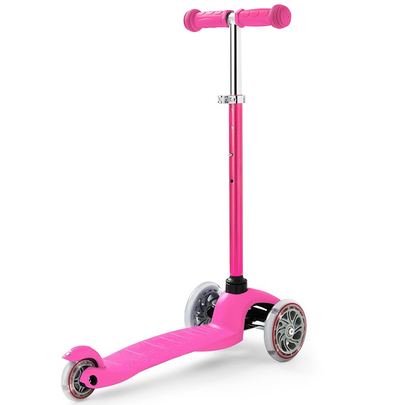 Kids Scooter, Children and Toddler 3 Wheel Kick Scooter for Boys & Girls Ages 2-5, LED Lighted Wheels and 3 Adjustable Height Handlebars, Lean-to-Steer (Pink)