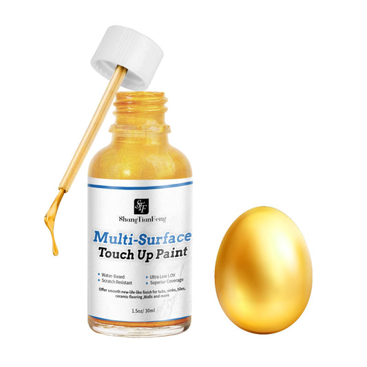 ShangTianFeng Gold paint high-gloss multi-surface rich gold paint is suitable for metal, wood, cast iron, plastic, canvas, electrical appliances, acrylic, enamel, furniture scratch repair and artistic handicrafts. Artistic gold foil 30ml/1.5oz quick-dryin
