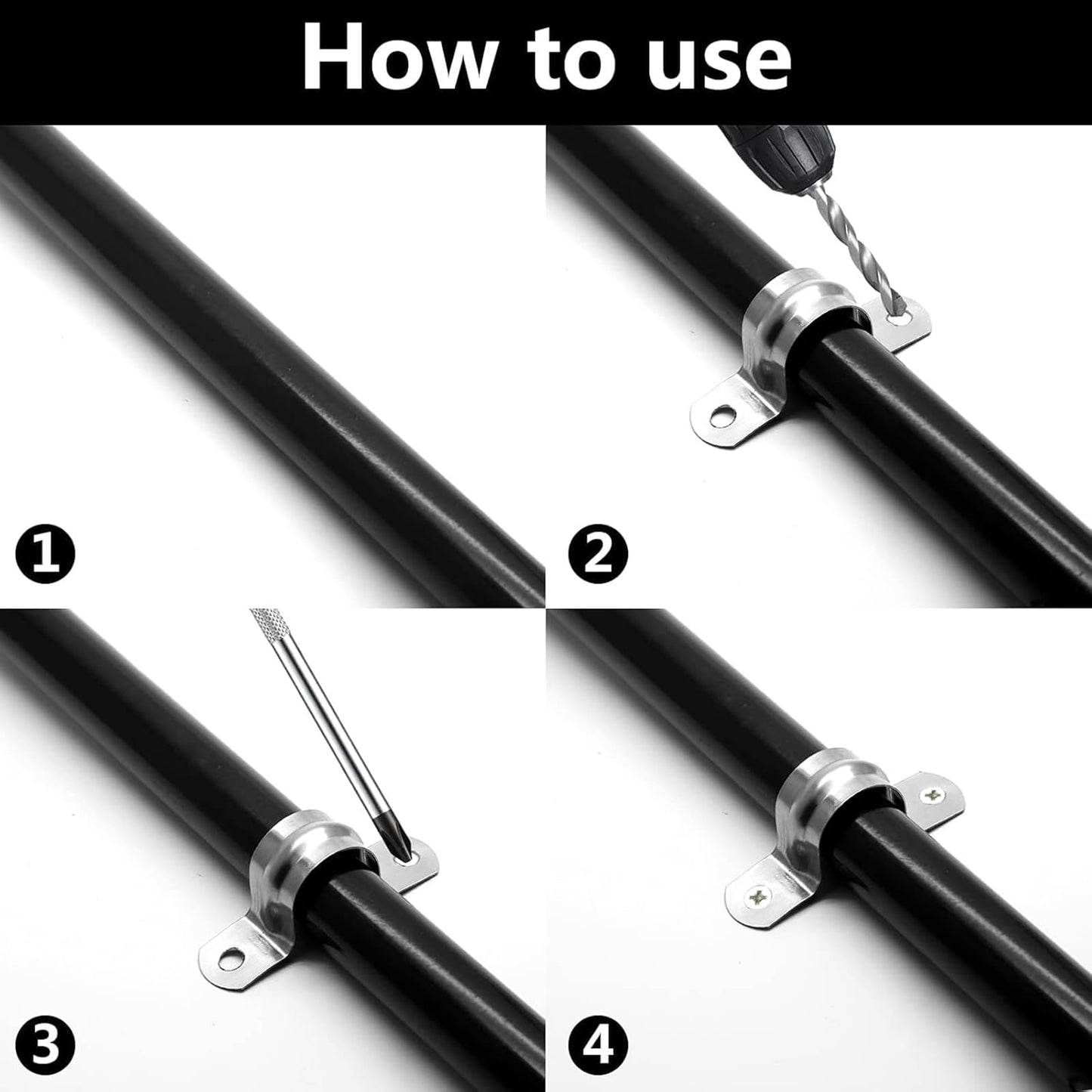 50 Pack 3/4 Inch 20mm U Bracket Rigid Pipe Strap Clamp, Two Hole Strap U Tube Pipe Conduit Clamp Clip for Pipe Fixing