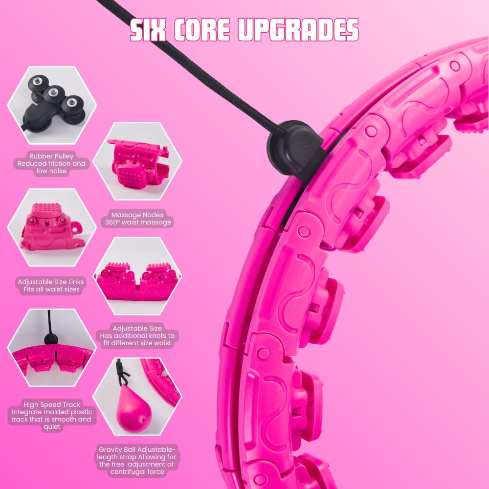 Infinity Hoop for Adults Weight Loss - 2 in 1 Adjustable Weighted Hula Hoop Plus Size with 28 Detachable Links, Massage & Exercise Hula Hoop for Smart Fitness Workout, Suitable for Women and Beginners