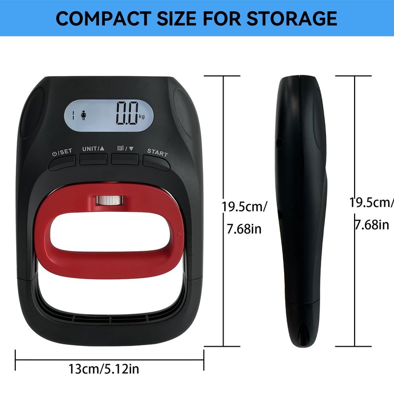 SUGOOE Grip Strength Tester Trainer, LCD Hand Dynamometer with 19-User Memory, Max 400lbs/180kg Capacity, Suitable for Sport Home Gym Use