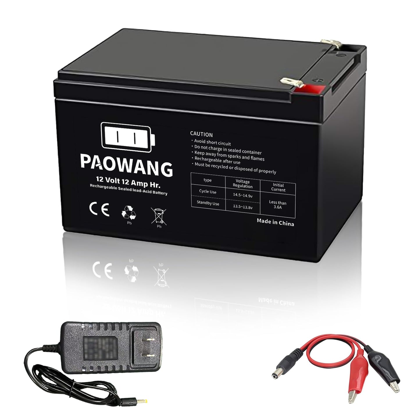 12V 12Ah Rechargeable Sealed Lead Acid Battery with F1 Terminal, SLA AGM Replacement Batteries for Children's Toy Car/Emergency Lighting/Solar/Wind Power/Power Wheels/Small UPS