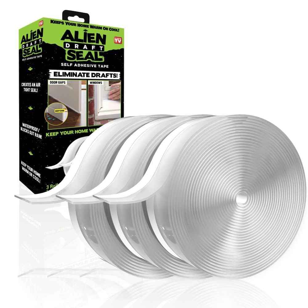 Alien Draft Seal Insulation Tape 16 Feet Transparent Silicone Weather Stripping Door Seal Strip and Under Door Draft Stopper for Window Seal and Door Bottom Seal As Seen On TV