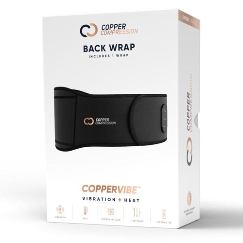 Copper Compression CopperVibe Back Wrap - Vibration & Heat Therapy Massager Pad for Lower Back Pain Relief