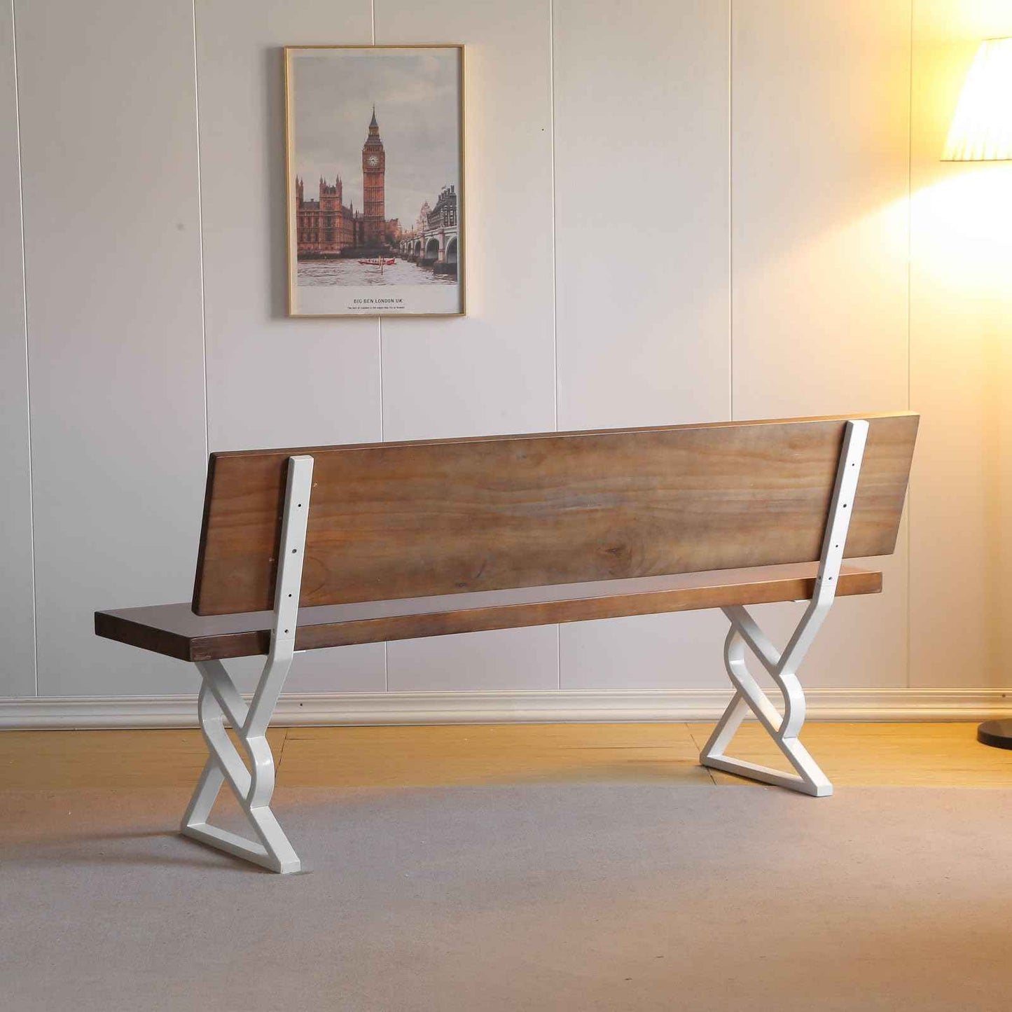 HEONITURE 16 Inch Metal Bench Legs,Backrest Bracket Set of 2,Ideal for DIY Projects with Butcher Block Countertops and Wood Slab Benches Indoor/Outdoor (White, 16" x 17.7")