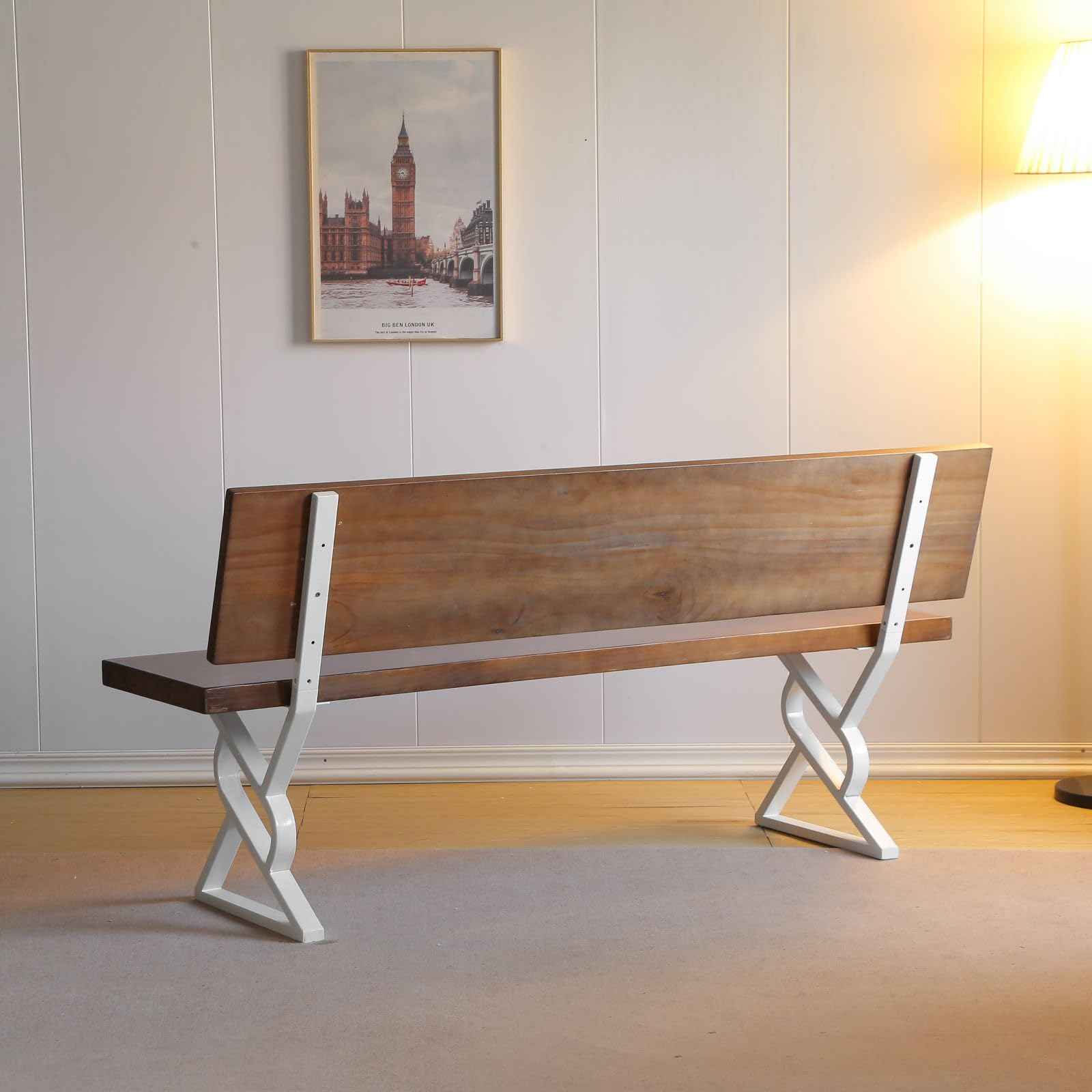 HEONITURE 16 Inch Metal Bench Legs,Backrest Bracket Set of 2,Ideal for DIY Projects with Butcher Block Countertops and Wood Slab Benches Indoor/Outdoor (White, 16" x 17.7")