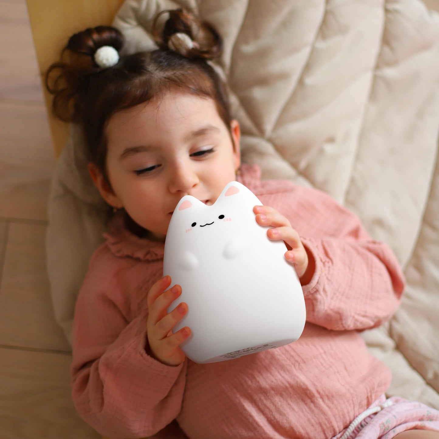 Nice Dream Cat Night Light for Kids, 9 Color Changing Baby Cute Night Light with Remote＆Timer, Rechargeable Cat Kids Night Lamp for Boys Girls Nursery Bedroom, Kawaii Gifts (5.9"x4.7"x4.7")