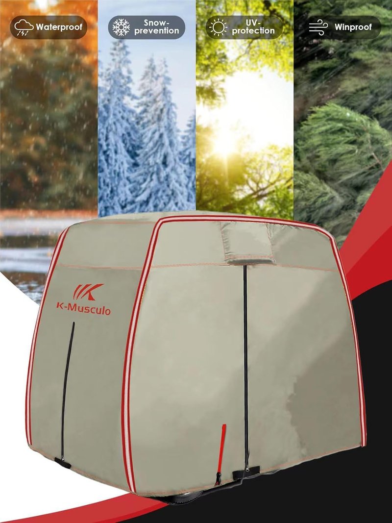 K-Musculo Golf Cart Cover, 2+2 Passenger Fits EZGO, Club Car, Yamaha, Heavy Duty Marine Grade Fabric, Waterproof & Windproof Outdoor All-Weather (600D-PU, 600D)