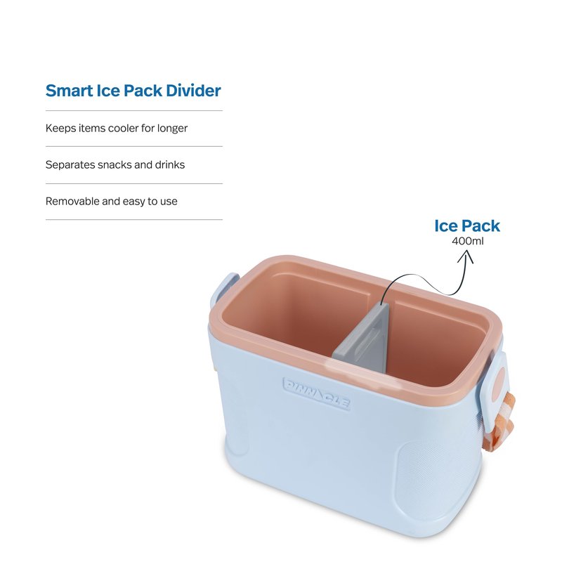 Pinnacle 8.5Qt Mini Cooler – 14 x 7.6 x 10.6In Ice Box with Smart Divider, Locking Lid, Adjustable Shoulder Strap – Insulated Picnic Basket Beach Cooler Bag – 36- Hour Ice Retention – Stylish Colors