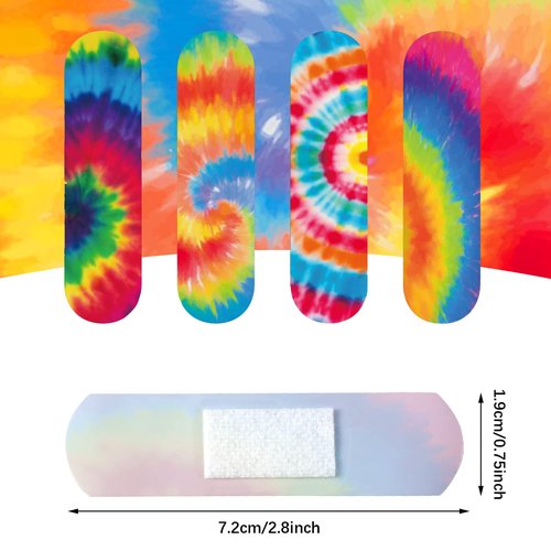 200 Pcs Tie Dye Adhesive Bandages Colorful Bandages for Kids Girls Boys Adults First Aid, Fun Colorful Designs for Cuts and Scrapes, First Aid, and Wound Care(200 Pcs)
