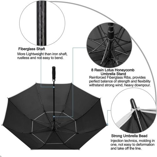 G4Free Golf Umbrella - Extra Large 68-Inch Double Canopy, Windproof & Waterproof Design