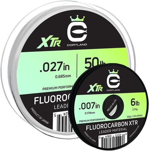 Cortland Fluorocarbon XTR Leader Material - High Strength Fishing Line | 30 Yards, Clear