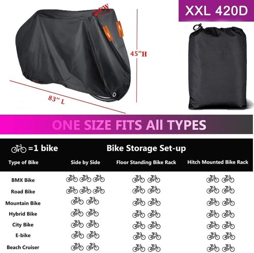 Indeed BUY Bike Cover - Waterproof Outdoor Storage for 1-3 Bikes | Heavy Duty UV & Rain Protection, XL/XXL