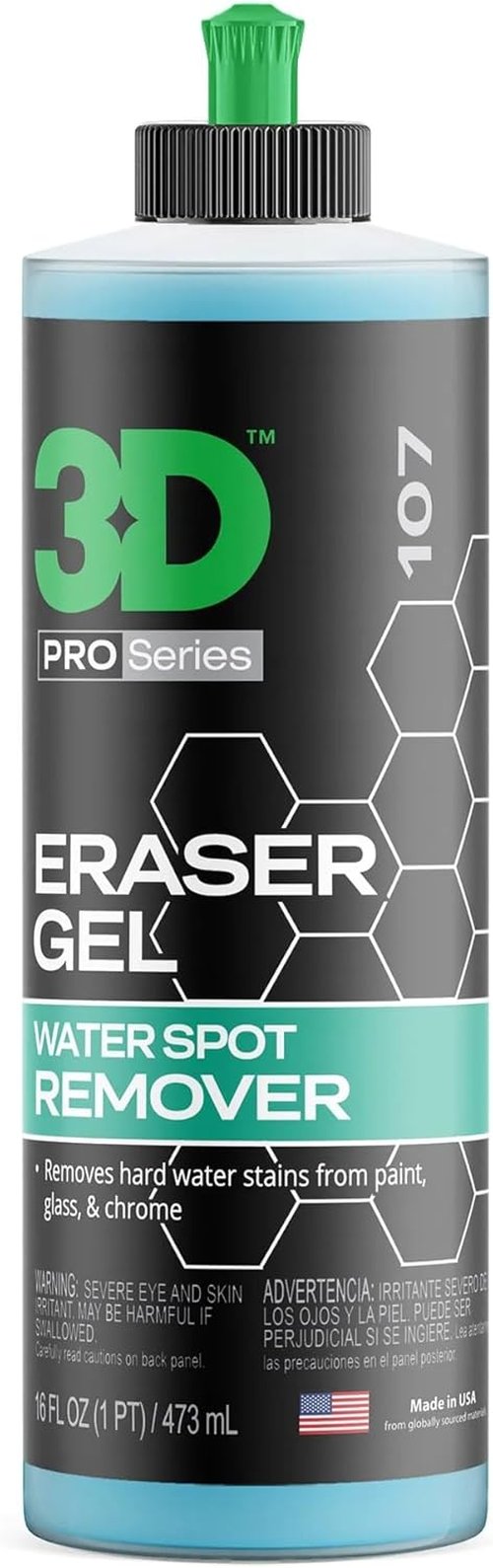 3D Eraser Gel Water Spot Remover - Acidic Formula for Hard Water & Mineral Deposits - 16 oz