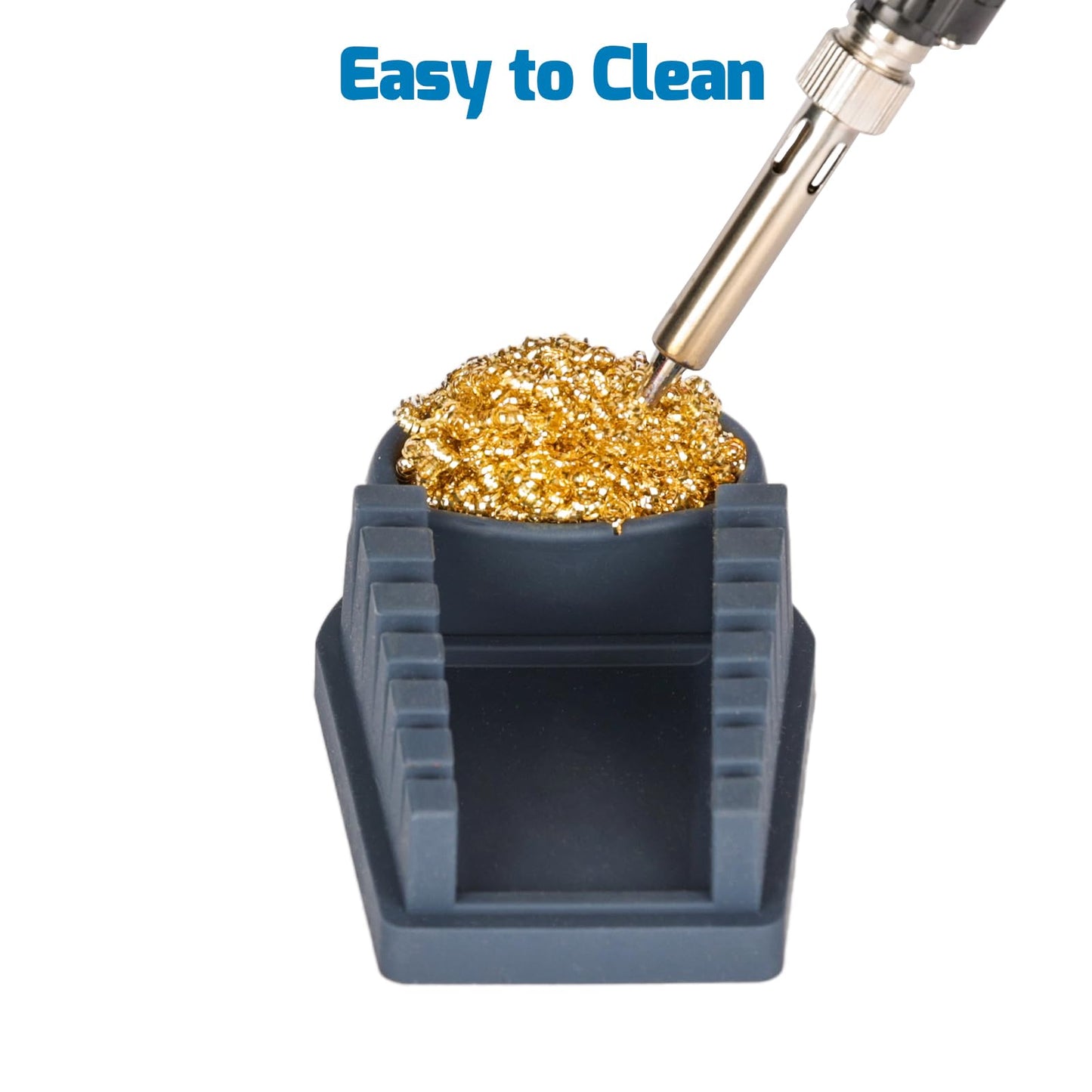 WEP S200 Gray Soldering Wire Holder, Heat Resistant Silicone Stand with Brass Wool Tip Cleaner and 6 V-shaped grooves, Helping Hands for Soldering