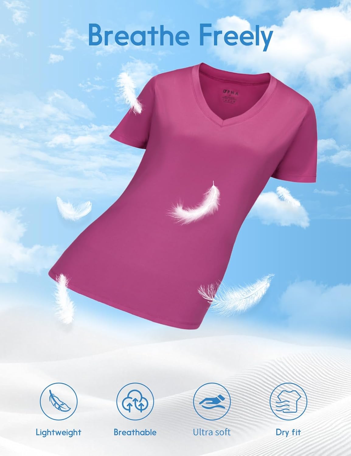 Skiennix V-Neck T-Shirts for Women - Athletic Short Sleeve Workout Top with UV Protection & Quick Dry Fabric