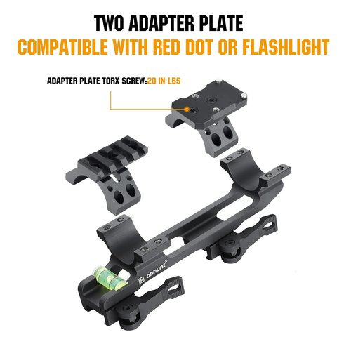ohhunt Quick Release Scope Mount 1" 30mm with Red Dot Adapter Plate Compatible with RMR Footprint