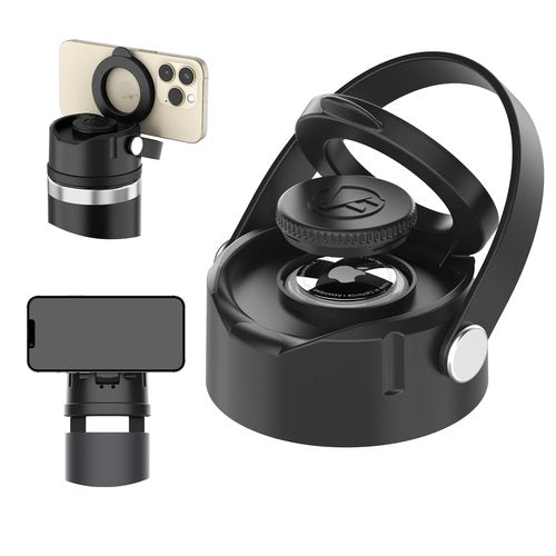 Versafactor WaterLink MagSafe Compatible Lid for YETI Rambler Chug Cap, AirTag Holder, Magnetic Phone Stand (Black, with Handle)