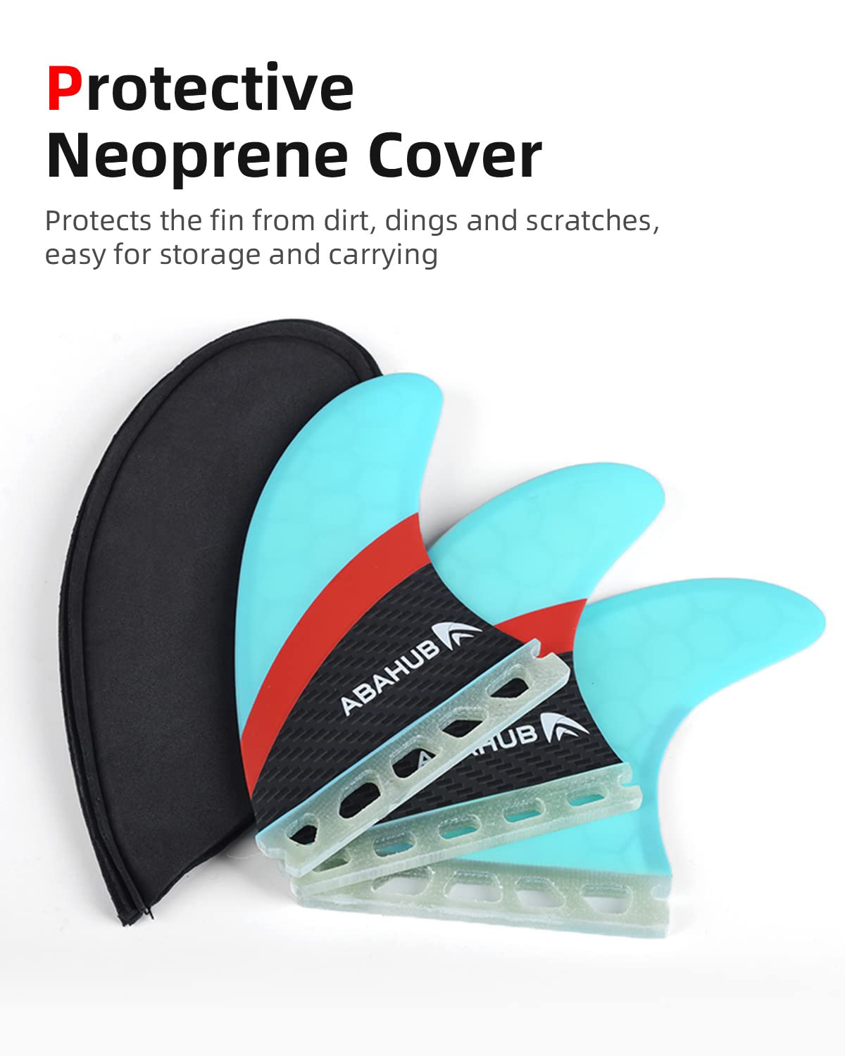 Abahub Surfboard Fins Compatible with Future Style Fin Box, Fiberglass Blue