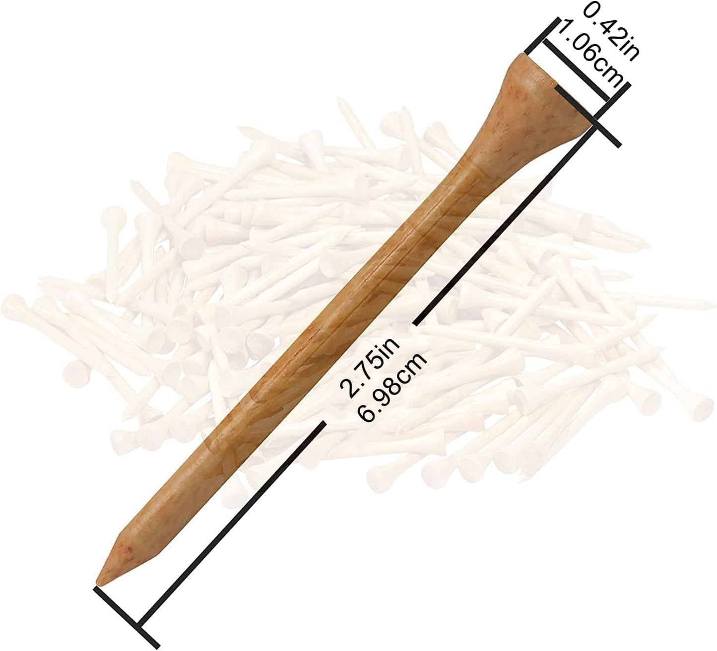 KLLsmDesign 1000pcs Per Pack Natural Bamboo Golf Tees, 2.75 Inch (7cm) Length, PGA Approved for Professional Player or Beginner's Trainning. Stronger Than Wood, No Side Spin Friction.