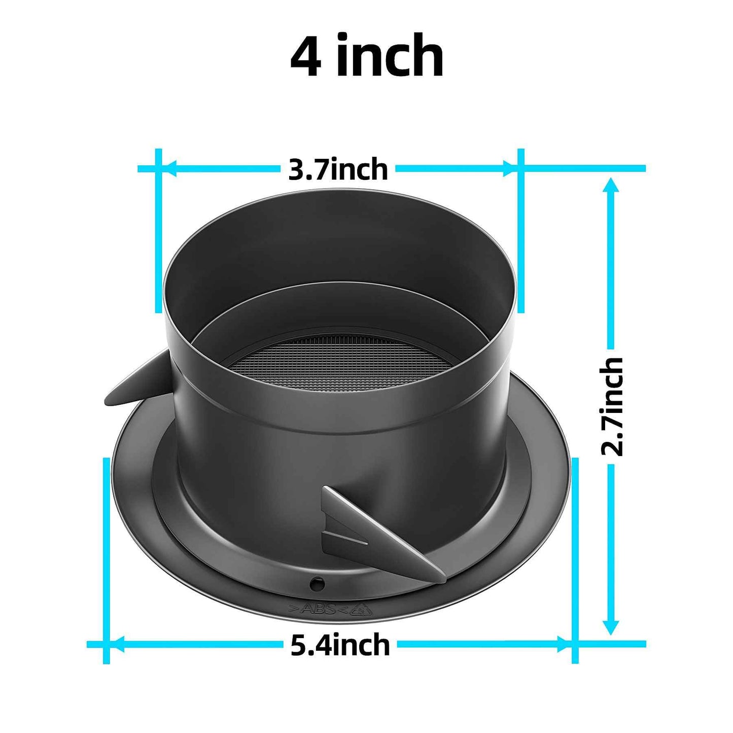 4 Pack 4 Inch Soffit Vent for Exhaust Fan with Built-in Mesh Screen, Black Round Soffit Exhaust Vent Cover ABS Louver Grille Cover, Eve Dryer Vent for Bathroom Office Kitchen (4 pack 4in-black)
