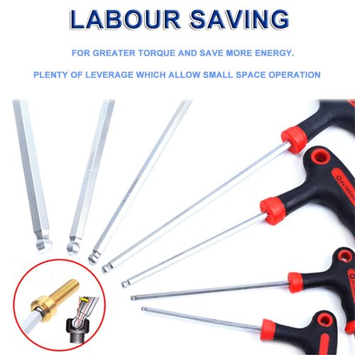 COOLWHEEL Bike Hex Allen Key Wrench Set - 4/5/6mm Bicycle T-handle Energy Saving Hex Key Screwdriver Tool Kits with Ball End for Bike Pedal Handlebar Disc Brake Mount Repair