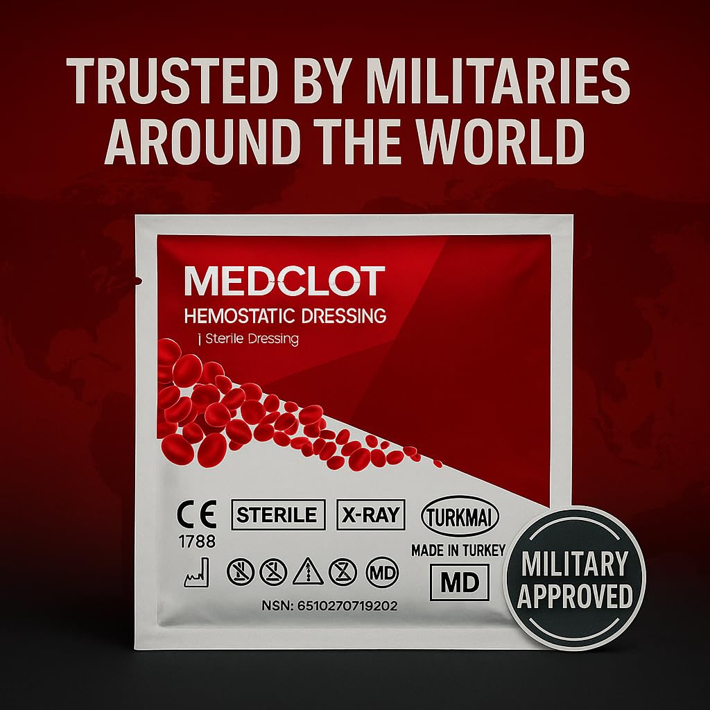 MEDCLOT Hemostatic Gauze – Stops Bleeding Fast - Blood Clotting Bandage with Kaolin - Bleed Stop for Wounds & Emergencies - Sterile Compressed Dressing, 2ft Roll, Expires 2029